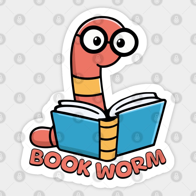 Book Worm! Cute Worm Cartoon Sticker by Cute And Punny